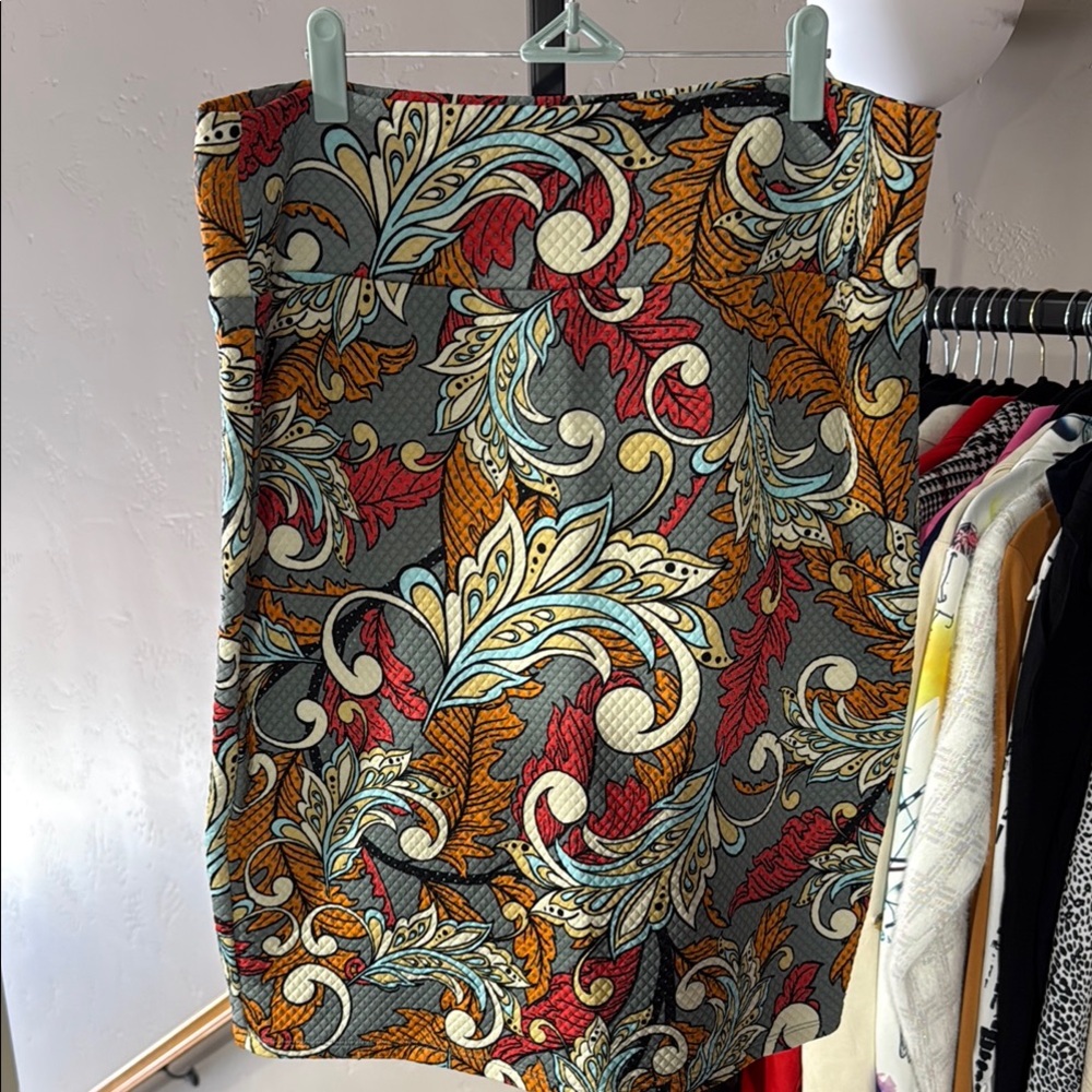 LuLaRoe Orange Gray Mini Pencil Skirt